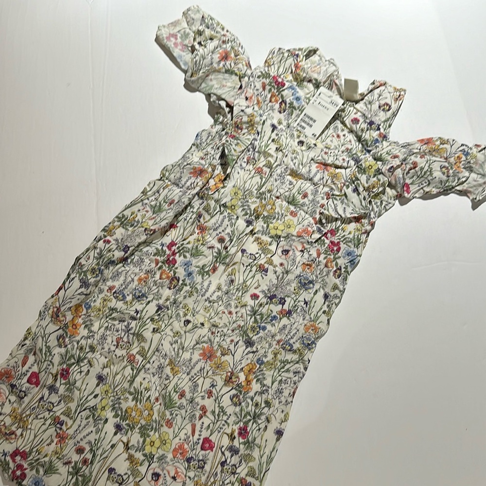 H&M Floral Cold Shoulder Dress Size 2 new